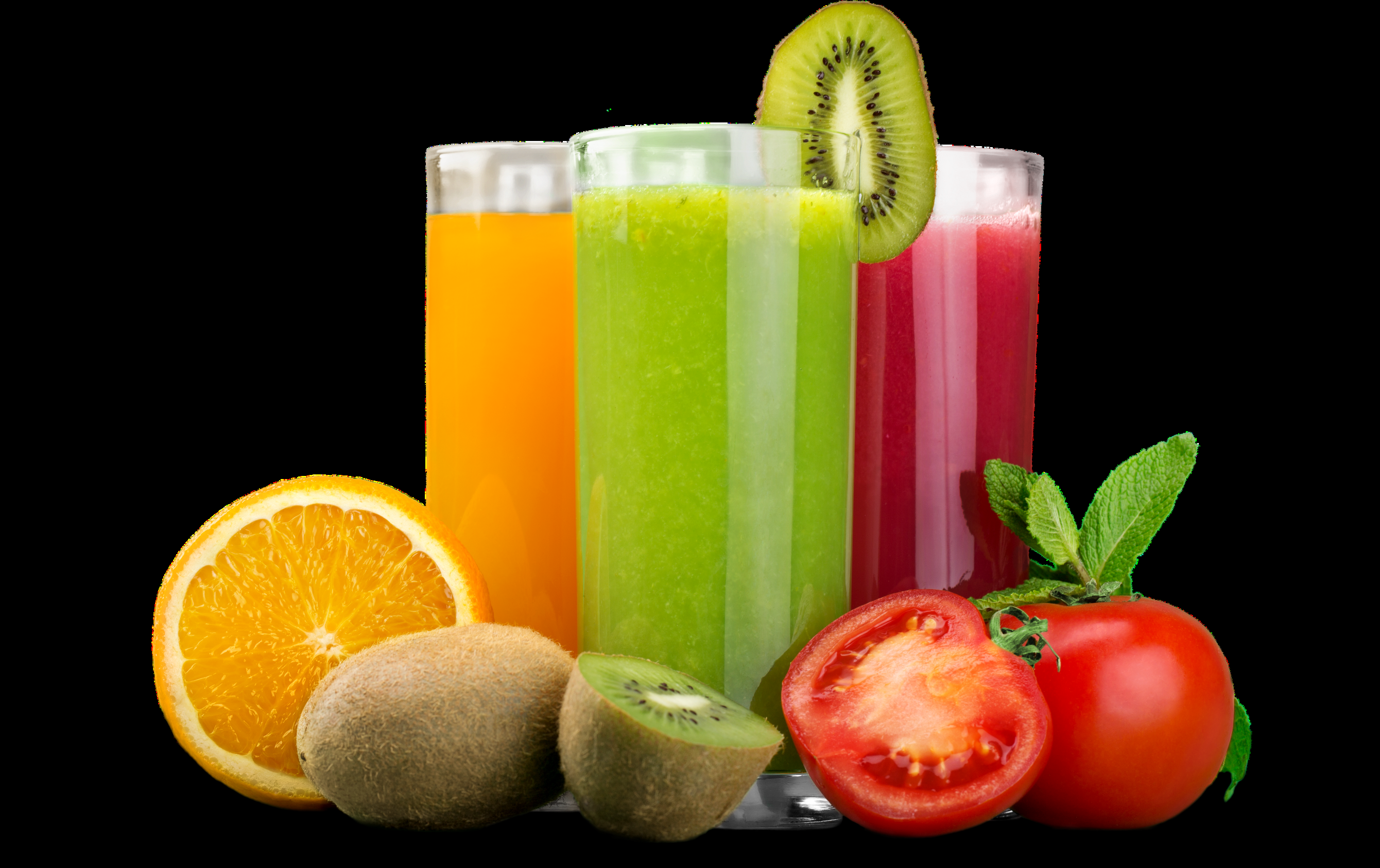 Jugos naturales de distintos colores